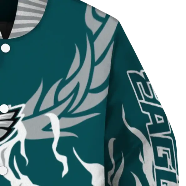 personalized philadelphia eagles winged blaze green white varsity jacket premium grade