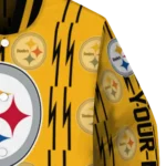personalized pittsburgh steelers bolt stripe gold varsity jacket best selling