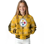 personalized pittsburgh steelers bolt stripe gold varsity jacket best selling