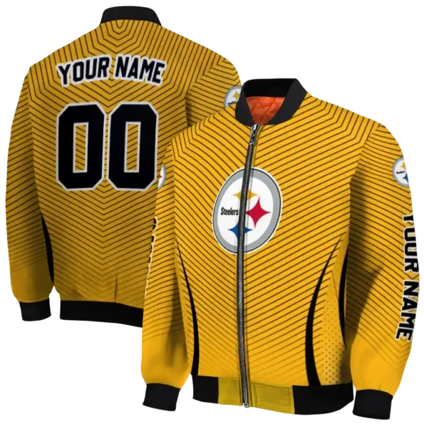 personalized pittsburgh steelers chevron arrow gold bomber jacket fashion forward