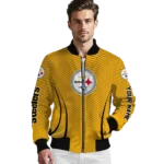 personalized pittsburgh steelers chevron arrow gold bomber jacket best selling