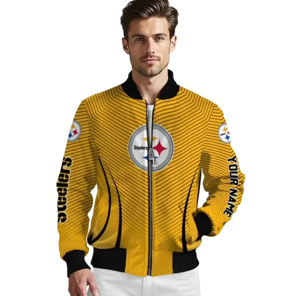 personalized pittsburgh steelers chevron arrow gold bomber jacket high quality