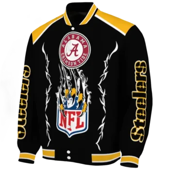 personalized pittsburgh steelers claw blood gold black varsity jacket best selling