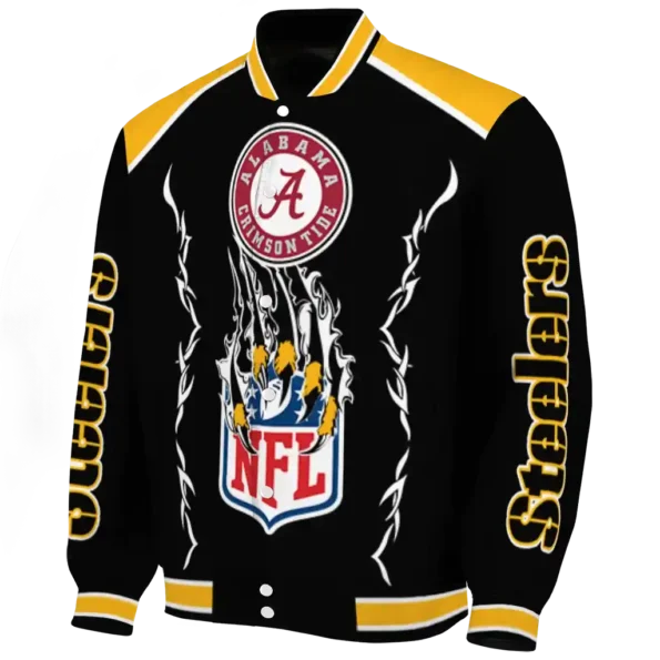 personalized pittsburgh steelers claw blood gold black varsity jacket best selling