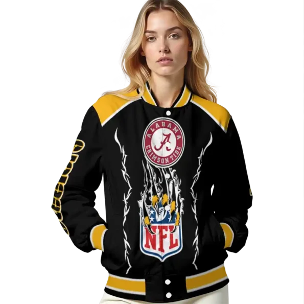 personalized pittsburgh steelers claw blood gold black varsity jacket latest model