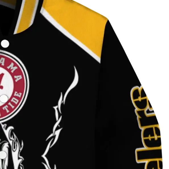 personalized pittsburgh steelers claw blood gold black varsity jacket premium grade