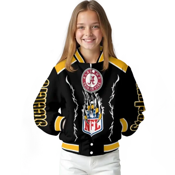 personalized pittsburgh steelers claw blood gold black varsity jacket top rated