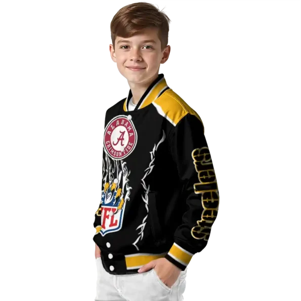 personalized pittsburgh steelers claw blood gold black varsity jacket trendy