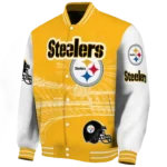 personalized pittsburgh steelers ferris arena gold white varsity jacket best selling
