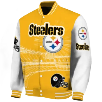 personalized pittsburgh steelers ferris arena gold white varsity jacket best selling