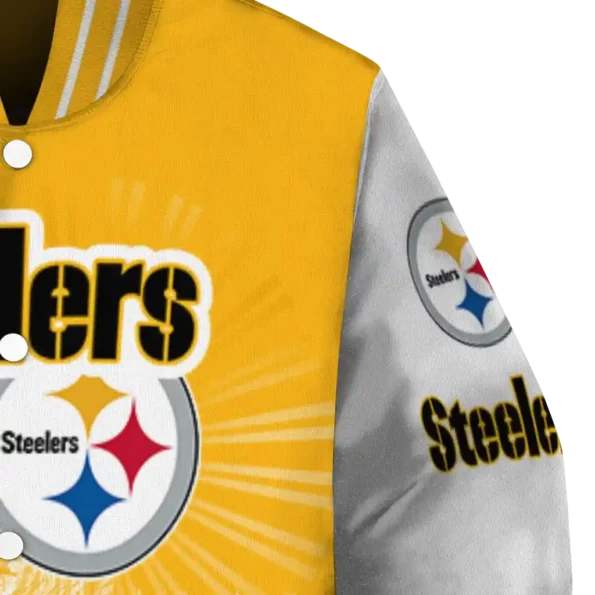 personalized pittsburgh steelers ferris arena gold white varsity jacket premium grade