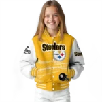 personalized pittsburgh steelers ferris arena gold white varsity jacket best selling