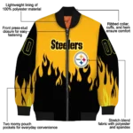 personalized pittsburgh steelers flame border gold black bomber jacket best selling