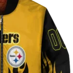 personalized pittsburgh steelers flame border gold black bomber jacket best selling
