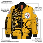 personalized pittsburgh steelers hexagon cluster gold black bomber jacket best selling