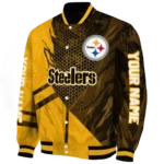 personalized pittsburgh steelers hexagon mesh gold black varsity jacket best selling