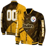 personalized pittsburgh steelers hexagon mesh gold black varsity jacket best selling