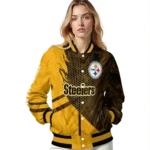 personalized pittsburgh steelers hexagon mesh gold black varsity jacket best selling