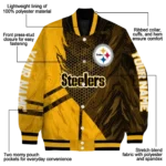 personalized pittsburgh steelers hexagon mesh gold black varsity jacket best selling