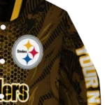 personalized pittsburgh steelers hexagon mesh gold black varsity jacket best selling