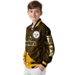 personalized pittsburgh steelers hexagon mesh gold black varsity jacket best selling
