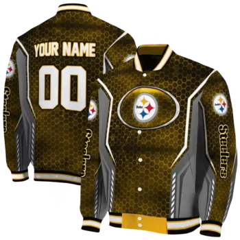 personalized pittsburgh steelers power plate gold varsity jacket fashion forward