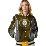 personalized pittsburgh steelers power plate gold varsity jacket best selling