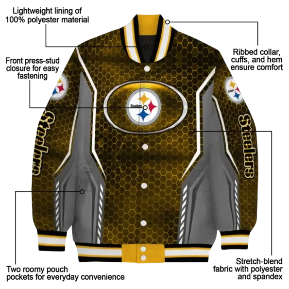 personalized pittsburgh steelers power plate gold varsity jacket new arrival