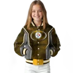 personalized pittsburgh steelers power plate gold varsity jacket best selling