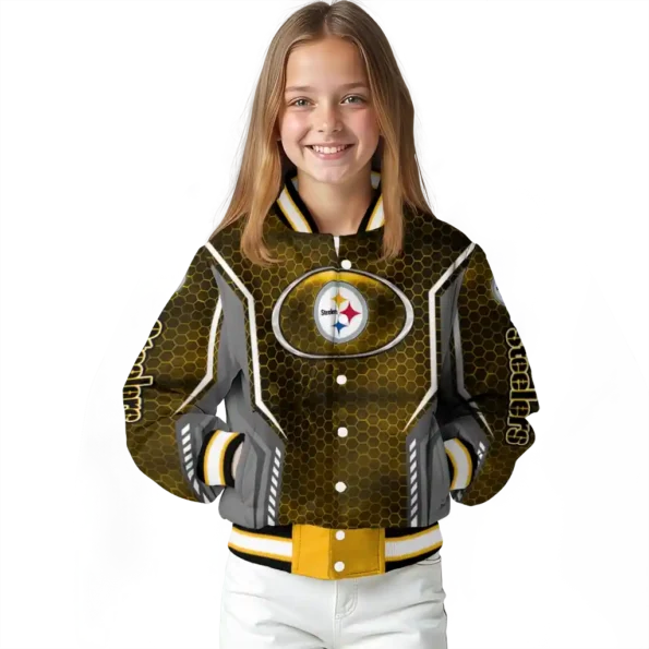personalized pittsburgh steelers power plate gold varsity jacket top rated