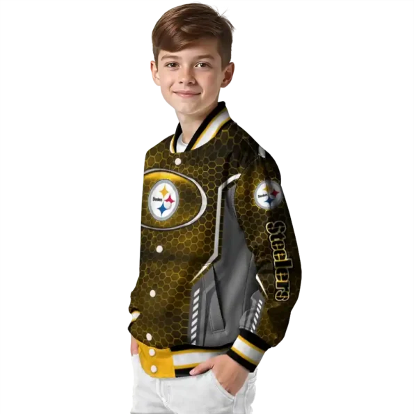 personalized pittsburgh steelers power plate gold varsity jacket trendy