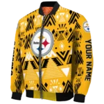 personalized pittsburgh steelers pyramid shapes gold bomber jacket best selling