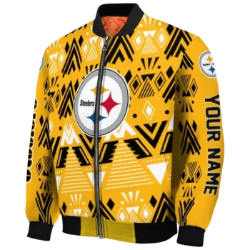 personalized pittsburgh steelers pyramid shapes gold bomber jacket best selling