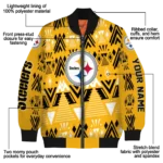 personalized pittsburgh steelers pyramid shapes gold bomber jacket best selling