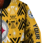 personalized pittsburgh steelers pyramid shapes gold bomber jacket best selling
