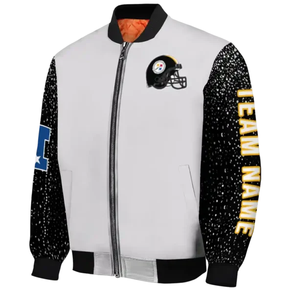 personalized pittsburgh steelers speckled arms gold gray bomber jacket best selling