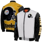 personalized pittsburgh steelers speckled arms gold gray bomber jacket best selling
