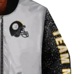 personalized pittsburgh steelers speckled arms gold gray bomber jacket best selling