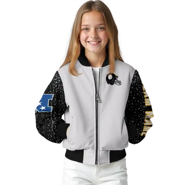 personalized pittsburgh steelers speckled arms gold gray bomber jacket top rated