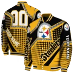 personalized pittsburgh steelers star burst gold varsity jacket best selling