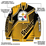 personalized pittsburgh steelers star burst gold varsity jacket best selling