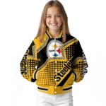 personalized pittsburgh steelers star burst gold varsity jacket best selling