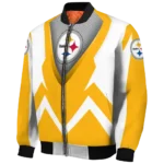personalized pittsburgh steelers v stripes gold white bomber jacket best selling