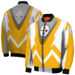 personalized pittsburgh steelers v stripes gold white bomber jacket best selling