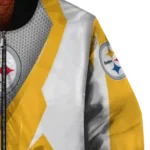 personalized pittsburgh steelers v stripes gold white bomber jacket best selling