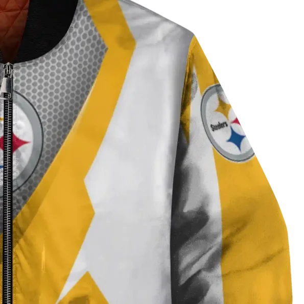personalized pittsburgh steelers v stripes gold white bomber jacket premium grade