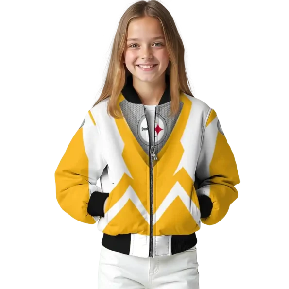 personalized pittsburgh steelers v stripes gold white bomber jacket top rated