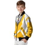 personalized pittsburgh steelers v stripes gold white bomber jacket best selling