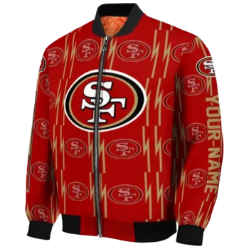 personalized san francisco 49ers bolt stripe red bomber jacket best selling