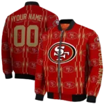 personalized san francisco 49ers bolt stripe red bomber jacket best selling